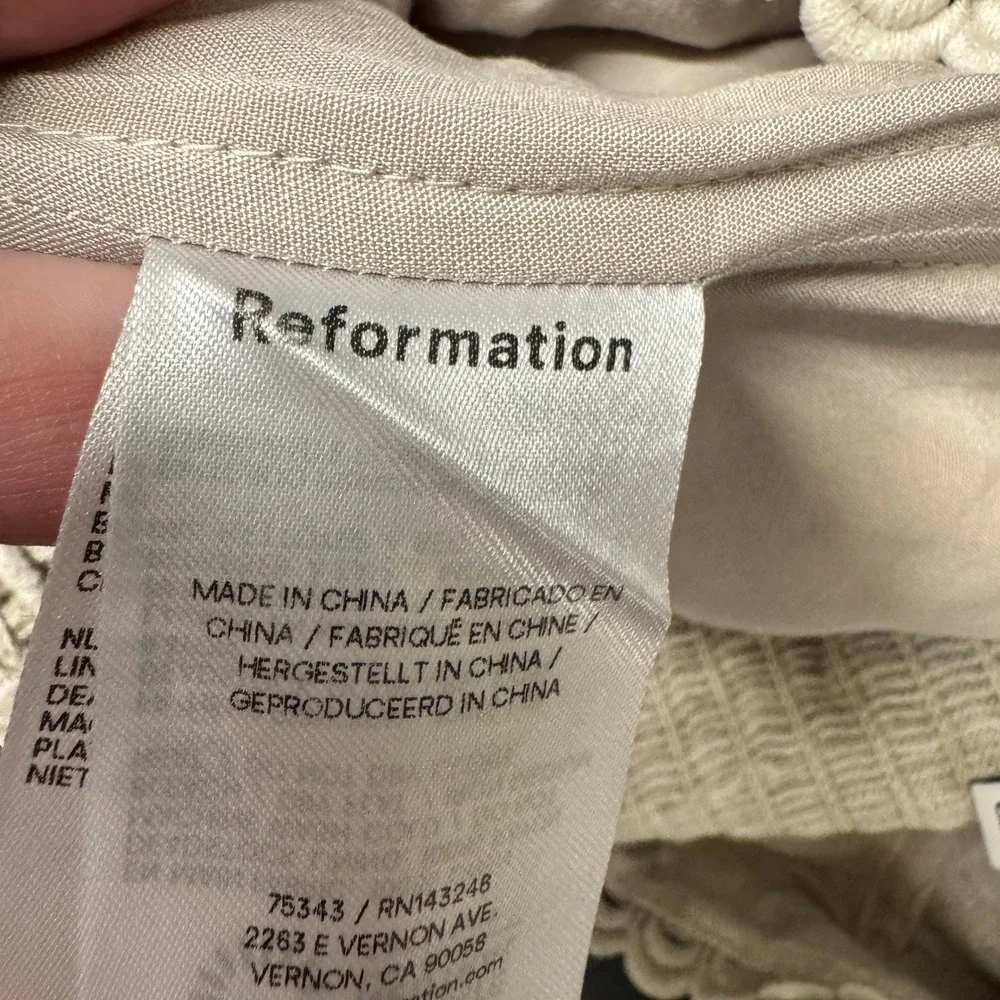 Reformation Crop Top Womens 10 Simmie Top Linen Oatmeal Corset Boho Cottagecore